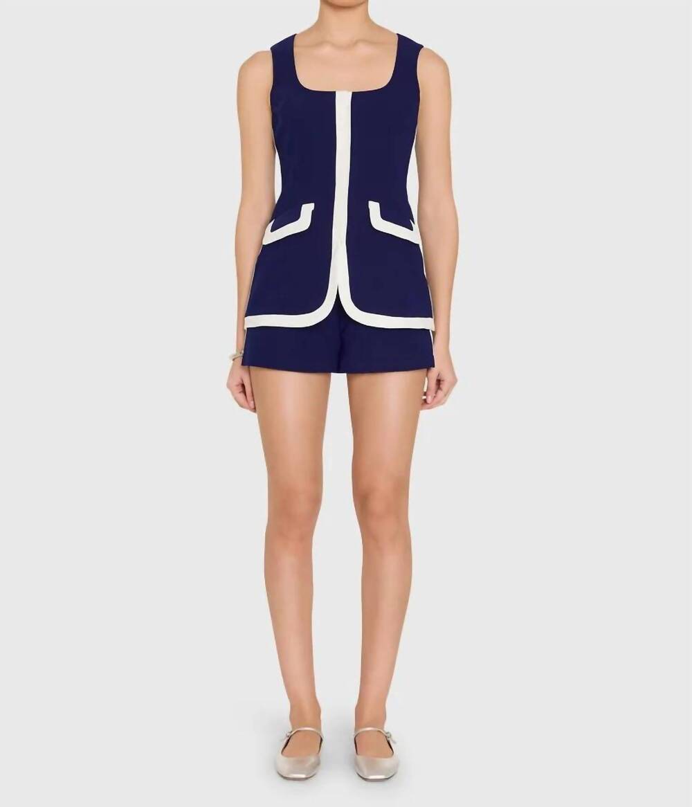 NEW AMANDA UPRICHARD morgan romper in navy/ivory